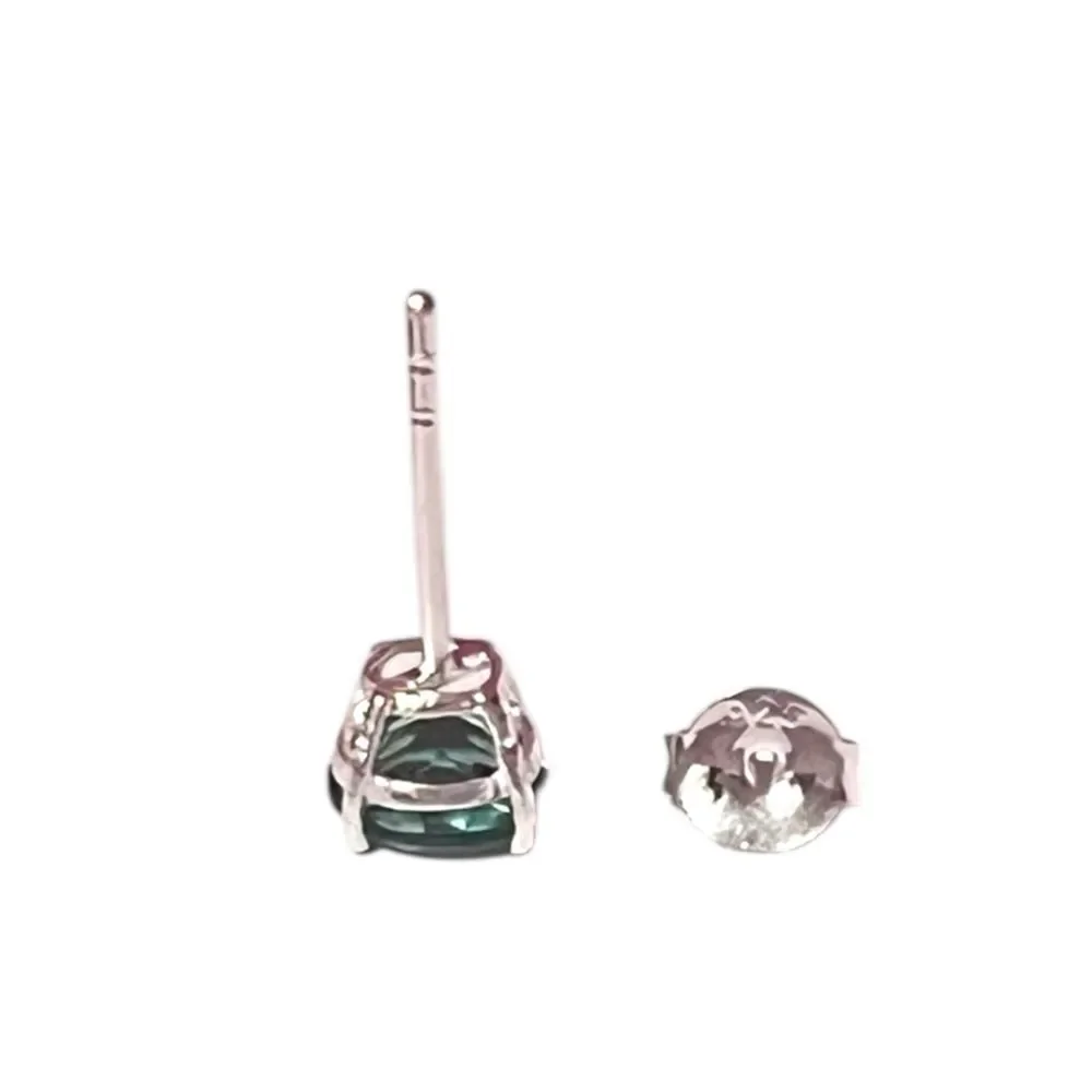 Elegant Sterling Silver Genuine Round 5MM Aquamarine Stud Earrings